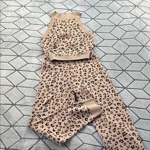 Leopard Print Sleeveless Top and Pants Set